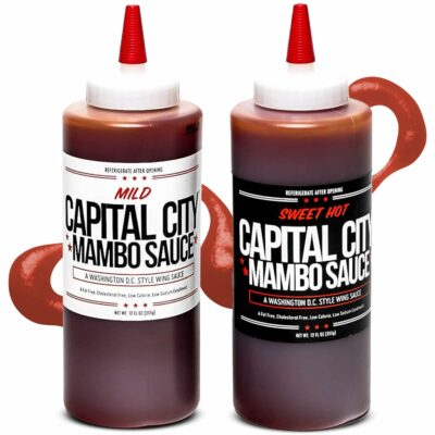 Capital City Mambo Sauce - Variety 2 Pack - Sweet Hot & Mild | Washington DC Wing Sauces | Perfect Condiment Topping for Wings, Chicken, Pork, Beef, Seafood, Burgers, Rice or Noodles | 12 fl oz Bottles
