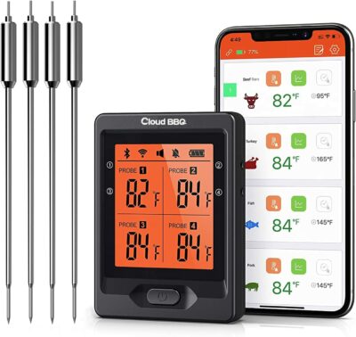 Bfour Smart Bluetooth Meat Thermometer with 6-Probes, Wireless Meat Probe  Thermometer for Grilling Smoker, Cooking, Kitchen, Grill Oven, LCD Display  