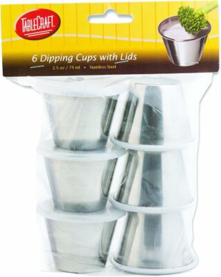 Tablecraft 2.5 oz Dipping Cups with Lids, 2.5-Ounce , 6 Pack, Silver