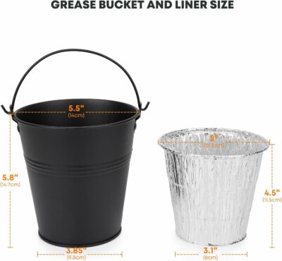 Stanbroil Grill Grease Bucket and 20-Pack Bucket Liners for Pit Boss, Traeger 20/22/34 Series, Camp Chef, Oklahoma Joe Rec Tec, Z Grill, Black
