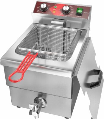 Deep Fryer 12L Large Electric Fryer with Oil Drain and Timer Deep Fryer with Basket and Lid Stainless Steel Countertop Fryer Commercial Fryer for Restaurant and Home Kitchen 120V 1750W 